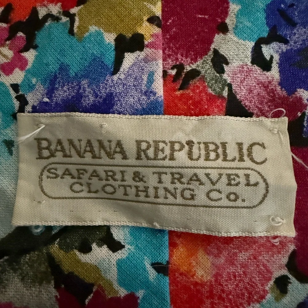 Banana Republic Vintage Floral Tie Safari Travel Archive Statement 1980s